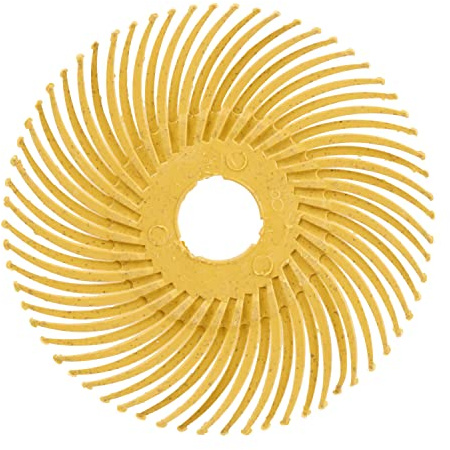 Scotch-Brite Radial Bristle Disc, 3x3/8 In., 80 Grit, Ceramic, Yellow, 80/Piece, Compatible with Angle Grinder