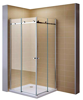Schiebetuer Eckdusche Duschkabine Eckeinstieg mit Rollsystem aus Sicherheitsglas (ESG) 200 cm hoch #88 (80cm X 110cm Ohne Wanne)