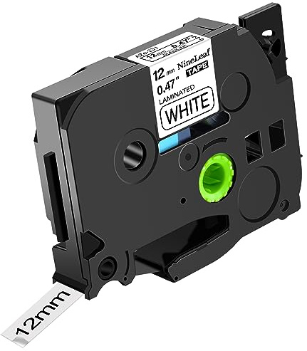 NineLeaf Kompatibel für Brother P-touch TZe-231 TZe231 TZ-231 TZ231 AZe-231 TZE Schriftband 12mm 0.47'' Schwarz auf weiß Laminiert Etikettenband für Ptouch PT-D200 D200G D200BT Beschriftungsgerät