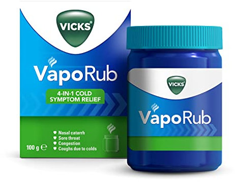 Vicks VapoRub 100 gr, Relief Of Cough Cold & Flu Like Symptoms, Relieves 4 Cold Symptoms: Nasal Catarrh, Nasal Congestion, Cough & Sore Throat, Helps You Sleep For Adults & Kids