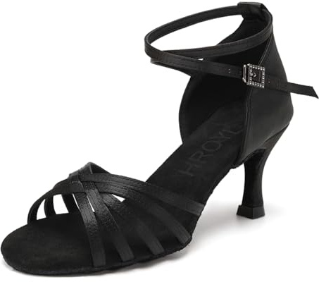 HROYL Zapatos de Baile Latino Mujer Salsa Tango Bachata Vals Zapatos de Baile de Salon,213-Negro-7, EU 38.5
