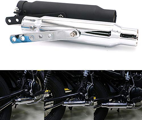 Silenziatore per moto Silenziatore Tubo di scarico 12 pollici per Bobber Cruiser Chopper Cafe Racer Scooter Offroad (Cromo)