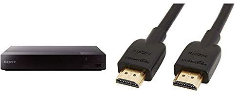 Sony BDP-S3700 Blu-ray-Player (Super WiFi, USB, Screen Mirroring) schwarz & Amazon Basics Hochgeschwindigkeits-HDMI-Kabel 2.0, Ethernet, 3D, 4K-Videowiedergabe und ARC, 3 m