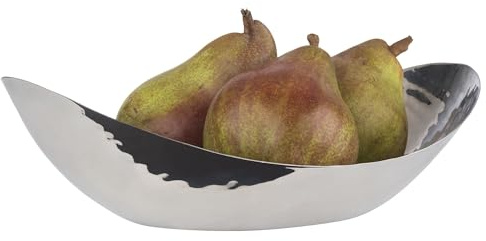 APS 40190 Hochglanzpolierter Edelstahl-Schüssel für Brot oder Obst mit Gehämmert Blick, 24 x 16,5 x 7 cm, 0,45 Liter