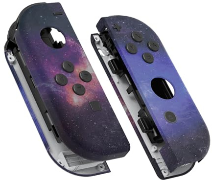 eXtremeRate Soft Touch Grip Nebula Galaxy Joy con Handheld Controller Housing with Full Set Buttons, DIY Replacement Shell Case for for Nintendo Switch Joycon & Switch OLED Joy con