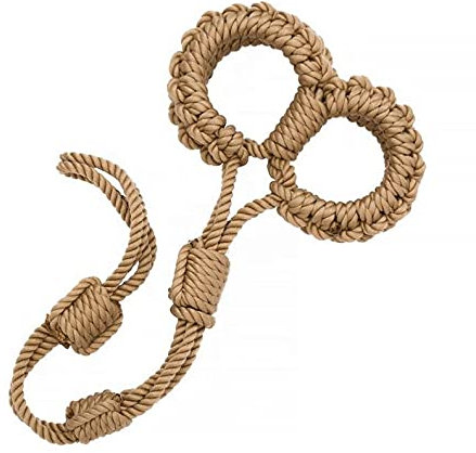 BONDAGERIE® Manette in coppia con guinzaglio realizzate in corda effetto raso, regolabili, vari colori disponibili Neutral