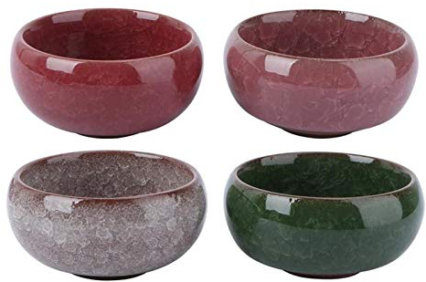Nuojie Indoor- und Outdoor-Blumentöpfe 4 stücke Maceteros Pflanzgefäß Blume Topf Blume Topf Groot Succulent Blumentopf Grüne Pflanze Blume Topf EIS Rissige Keramik Handwerk Garten (Color : B)