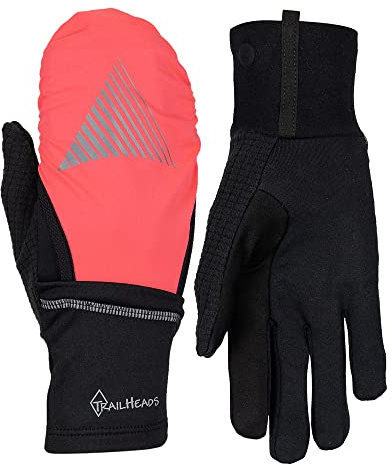 TrailHeads Damen Touchscreen-Handschuhe mit reflektierender wasserdichter Fäustlingschale, wandelbare Laufhandschuhe