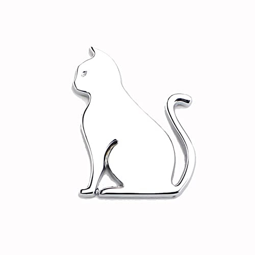 iSpchen Autoaufkleber 3D Katze Aufkleber Metall Logo Emblem Sticker Trim Deko Aufkleber Auto Karosserie Stoßstange Dekoration Styling Aufkleber 5,9 x 4,3 cm Silber