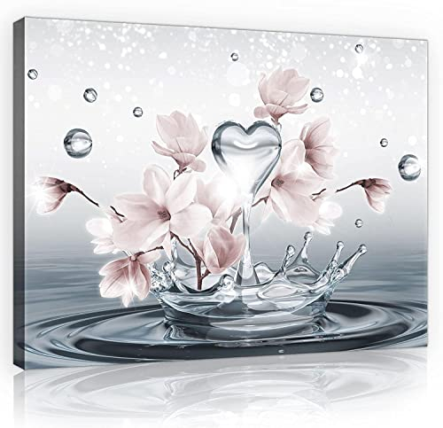 WallArena - Leinwand Bilder - Kunst Abstrakt Blumen Grau - 60x40 cm Leinwandbilder - Bild auf leinwand - Wandbild XXL groß Wandbilder für Wohnzimmer Schlafzimmer Wohnzimmerbilder Modern