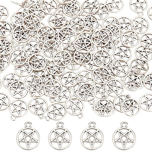 SUNNYCLUE 1 Box 100–150 Stück Stern-Charms, Mini-Sternform, Pentagramm, Hexe, magischer Anhänger für Schmuckherstellung, Charm-Zubehör