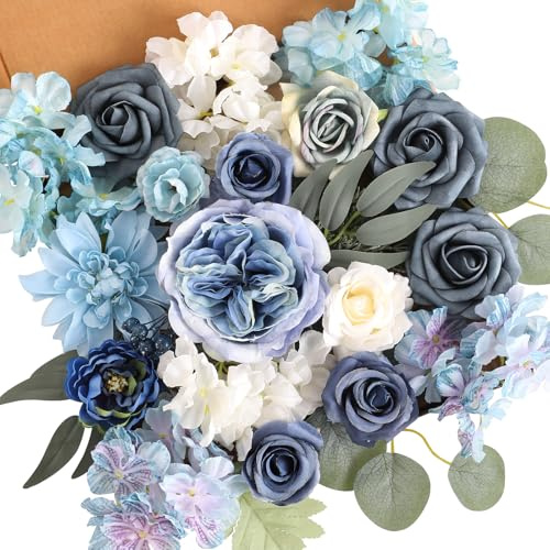 Senseya Künstliche Blumen Combo Box Blume Blatt mit Stielen für DIY Hochzeit Sträuße Braut Dusche Mittelstücke Party Dekorationen
