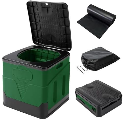 FIAMER Camping Toilette Klapp Mit Abdeckung - Mobile Split Toilette für Outdoor oder Indoor (Grün)