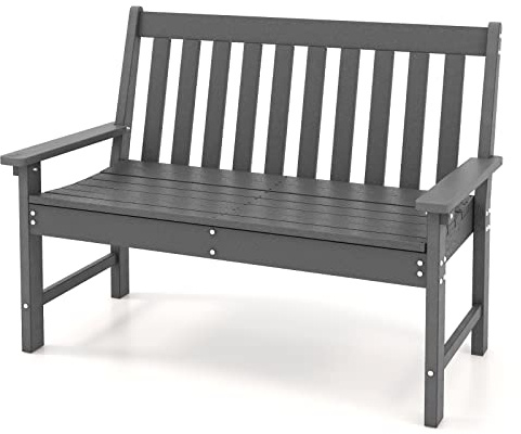 GIANTEX Gartenbank für 2 Personen, 132 x 65 x 91 cm (Grau)