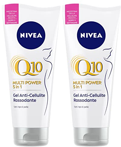 Nivea Q10 MultiPower 5in1 Anti-Cellulite-Gel, angereichert mit Lotusextrakten für alle Hauttypen, elastisch, feuchtigkeitsspendend, schnell absorbierend, 2 Flaschen à 200 ml