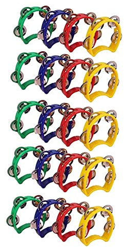 20Pcs Plastic Tambourine Musical Instruments, Mini Handheld Tambourines,Percussion Rhythm Party Musical Instruments
