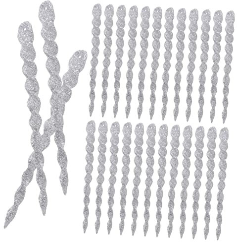 Warmhm 60stücke Weihnachtsbaumdekorationen Eiszapfen Ornamente Für Festliche Anlässe Hängende Deko Für Winterfeiern Silberne Eiszapfen Mit Realistischem Design Lang