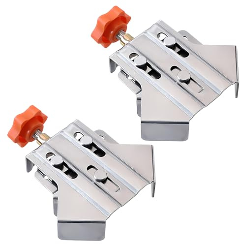 Owfeel 2pcs Stainless Steel Right Corner Clamp,90 Degree Right Angle Clamp for Woodworking,Right Angle Clip Fixer,Single Handle Clamps for Woodworking, Photo Framing (Open)