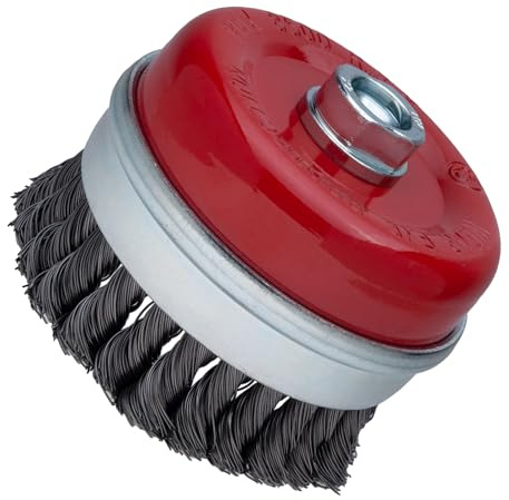 100mm Wire Brush for Angle Grinder, Hard Twisted Wire Brush Wheel for Heavy-duty Cleaning Applications, Wired Cup Brush with M14 Lockin Nut