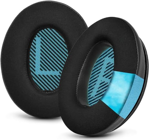 Cooling Gel Ear Pads for Bose QC25 Headphones, Replacement Ear Pads for Bose QuietComfort QC2 QC15 Ae2 Ae2i Ae2w Headphones, Breathable Sports Fabric, Extra Thick & Cooler for Longer (Black)
