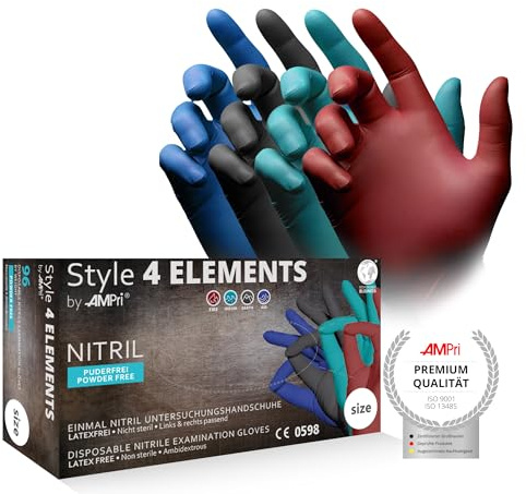 Nitrilhandschuhe, bunt, Farbenmix, 96 Stück/Box, Größe XL, puderfrei, Style