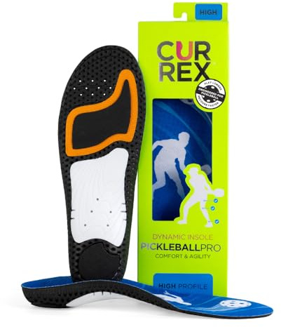CURREX PICKLEBALLPRO Insoles for Pickleball Shoes – Arch Support Inserts w/Super Grip Surface & Premium Heel Cushioning, Helps Improve Foot Stability – for Men & Women– High Arch, Large