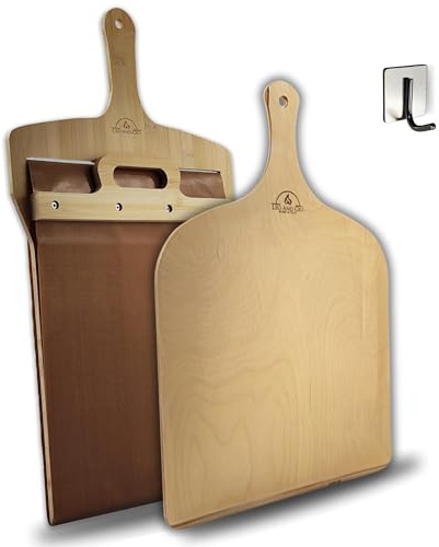 Leo and Gio Sliding Pizza Shovel 30 x 60 cm with Mat | Pizza Stretcher Peel