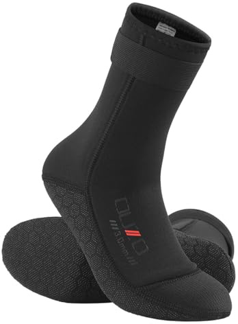 UCK-KIT 5 MM Néoprène Chaussettes Thermique Chaleur Wetsuit Chaussettes pour Hommes Femmes Antidérapant Plage Chaussettes pour Plongée Snorkeling Natation Surf Voile Sports Nautiques,Noir,M