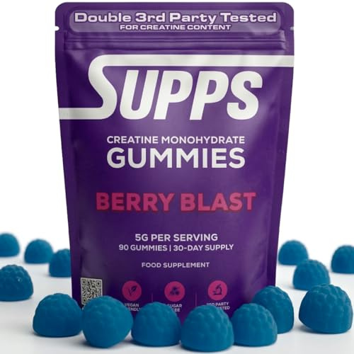 Supps Creatine Gummies 5000mg | UKs Highest Dose | 90 Gummies (30 Servings) | Lab-Tested Creatine Monohydrate | Berry Blast