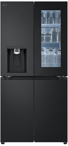 LG GMG861EPAE InstaView SLIM Multi-Door, Klasse E, 508 L, Kühlschrank mit Gefrierfach, Eis-, Crushed Ice- Wasserspender mit UVnano, Total NoFrost, Smart Inverter Kompressor, Wi-Fi, Farbe Matte Black