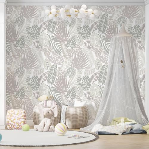 UNIK Nordic Vliestapete XXL, 300x250cm, Kindertapete im Blätterwald Design, Wohntapete mit Wald-Motiv, Fototapete für Baby- und Kinderzimmer, Foto Tapete in Premium Qualität, Made in Germany