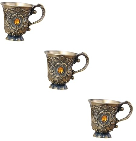 Cabilock 3 Pièces verre à liqueur vintage tasse rétro accessoires de bar vintage calice à vin verre vintage Verre rétro verres à vin rouge calice de vin rouge Tasse en métal de zinc