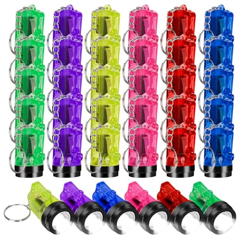 LURICO 30 Pezzi Mini Torcia LED Portachiavi, 4cm Piccola Torcia LED Mini Lampada a Mano per Bambini Colorato Torcia Giocattolo per Bambini Co-regalo, Campeggio, All'aperto, Escursioni
