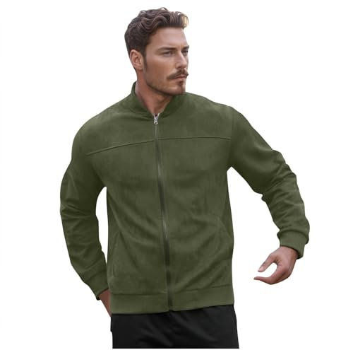 SRZYMJ Lederjacke Herren Grün Lederblouson Herren Lederjacke Herren Echtleder Bomber Fahrrad Regenjacke Herren Leicht Jacke Schwarz Herren Fahrrad Jacke S Regenjacke Herren