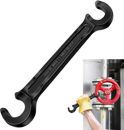 Leriton Double Ended Valve Wheel Wrench Cast Steel Hand Valve Wheels Wrench 8 Opening Closing Tool Protect Handwheels from Damage Wheel Wrench for Fire Riser Drain(11/16 and 1'')