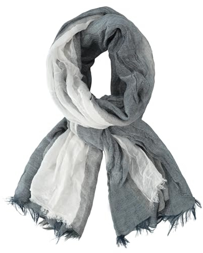 DAMILY Uomo Moda Sciarpa Foulard Pieghettata A Righe Confortevole Cotone Lino Inverno Stole Scialle, blu navy, M