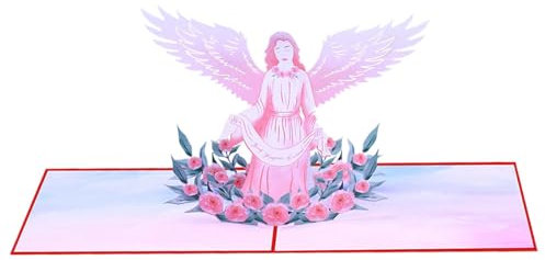 Praying For You Pop Up Card - Angel And Flower Pop Up Card - Unique Catholic Christmas Card With Envelopes For Funeral, Bereavement, Memorial, Christening