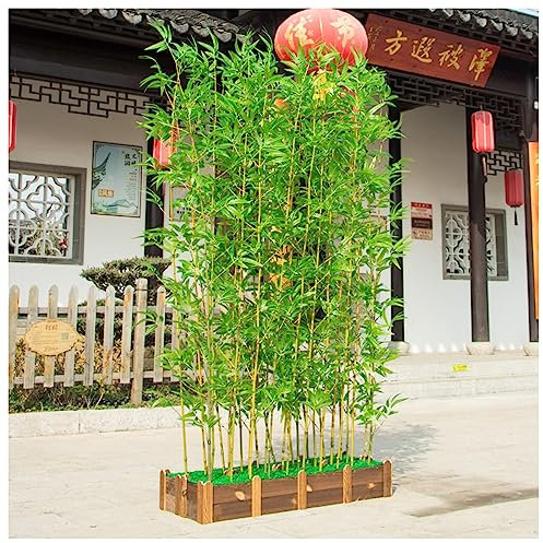 Künstlicher Bambusbaum, Raumteiler, Raumteiler für drinnen und draußen, Dekoration, Pflanze, Geschenk (1 m hoch, 50 cm Sockel)