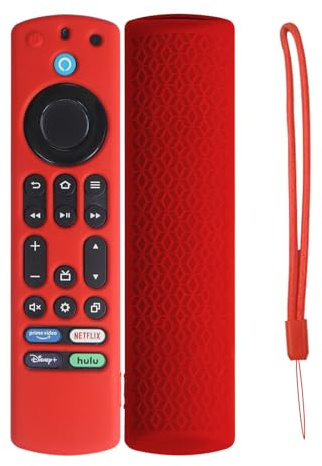 KNOXS Remota Silicone Cover Compatibile con Amazon Fire TV Stick 4K Max 2nd 2024/2023, Antivibrazione, Antiscivolo, Lavabile Custodia in Leggera Silicone per Telecomando (Rosso)