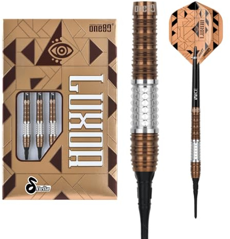ONE80 Soft Dart Luxor VHD 90% Tungsten Softtip Dart Softdart Dartpfeile Set mit Schäften und Flights Hochwertige Tungsten Softdarts (Barrel 01, 18 Gramm)