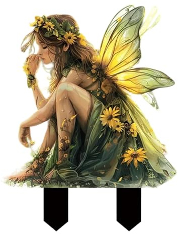Luckxing Bohemian Style Fairy Garden Ornaments - Handmade Fairy Figures & Stakes for Landscaping, Patio & Flower Pots