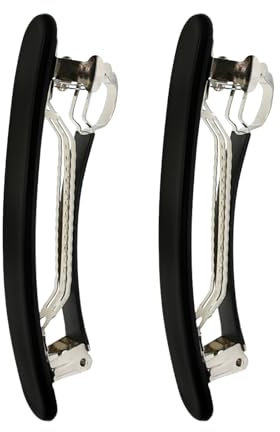 2 StüCk Haarspangen Damen Haarspange Schwarz Federklemme Haarspangen GläNzend Hair Clip Abnehmbarer Unterer Clip