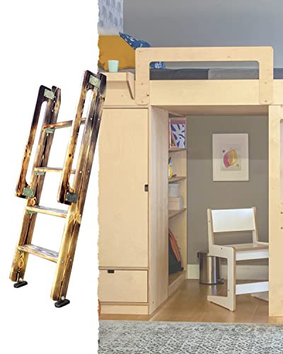 LJGYYDS Etagenbettleiter, rustikaler Ersatz für Etagenbettleiter aus Holz, universelle Trittleiter mit Gummifußpolstern und Armlehne, Aufstiegsleiter für Zuhause, Schlafzimmer, Wohnheim, B