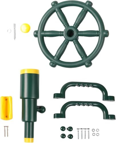 Playground Accessories Kit for Kids Outdoor Playset Kids Pirate Telescope, Steering Wheel, Playground Equipment- Backyard