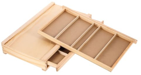 JEWEDECO Wooden Paintbrush Storage Box for Artists Multilayer Art Organizer for Art Supplies Storage and Outdoor Sketching