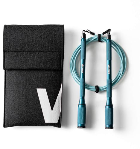 Velites Cyclone Jump Rope Corde à sauter ultra légère | Design Premium pour DOUBLE UNDERS et CROSSOVERS | Poignée amovible et système 360°