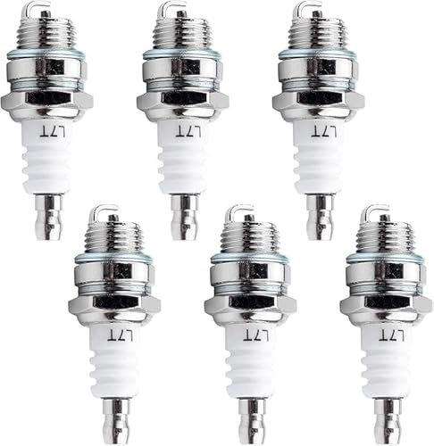 BRIOTA 6 Pcs L7T Spark Plugs, 2-Stroke Ignition Spark Plug for BM6A BPMR7A RCJ6Y RCJ7Y WSR5F 43CC-49CC Trimmer Blower Lawnmower Cutter Engine Accessory