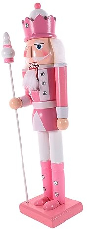 Cabilock Figura De Soldado Cascanueces De Madera Adorno De Navidad para Mesa Decoración Festiva Color Rosa