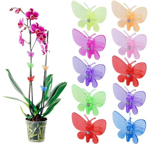 ACAREY 10 Stück Orchideen Klammern Pflanzenclips, 3.5cm Transparent Pflanzenklammern, Garten Pflanzen Clips, Pflanzen Klammern für Unterstützen und Halten Pflanze