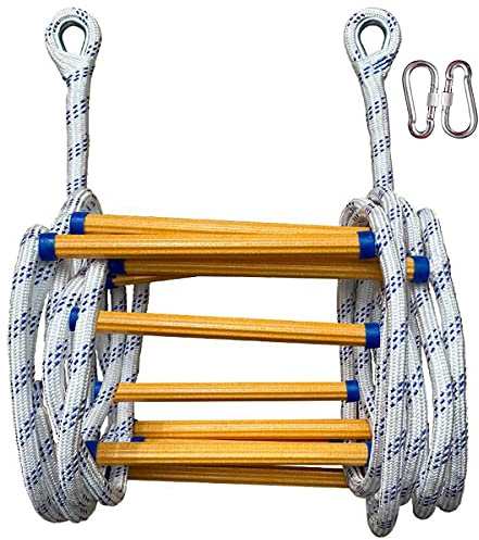 LUMSGN Échelle de Corde d'urgence pour Enfants et Adultes, échelle de sécurité Souple avec Crochets pour Escalade à la Maison, fenêtre, Balcon, escalier de Secours de 2 à 6 étages, capacité de poid